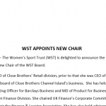 WST APPOINTS NEW CHAIR